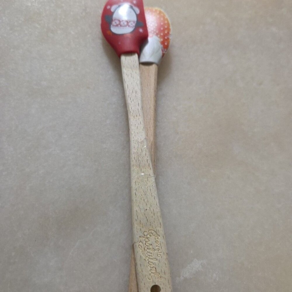 2 CHRISTMAS WINTER Penguin And SANTA MINI 8.5" SILICONE SPATULA TOVOLO SPATULART